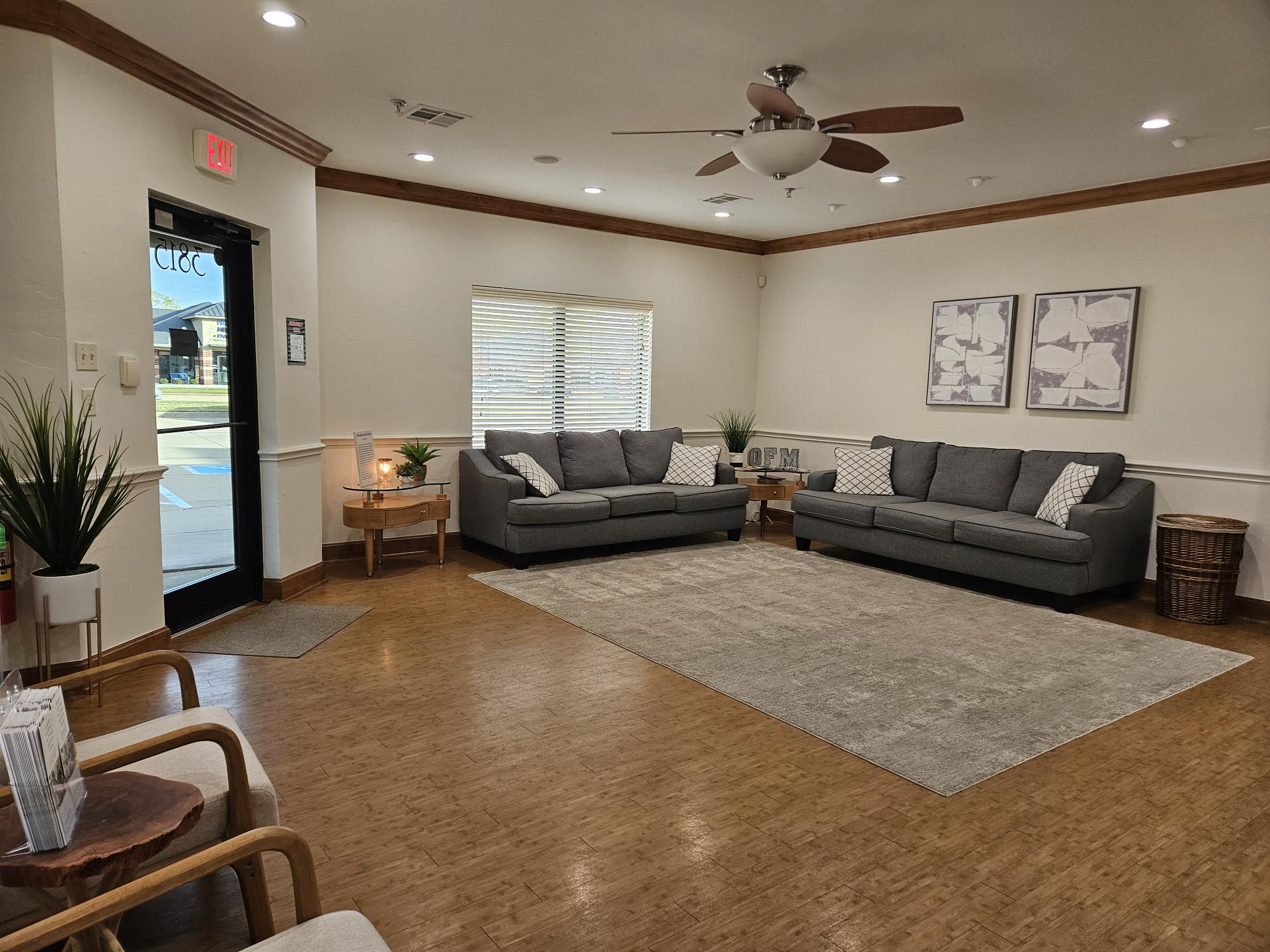 Spacious main waiting area designed for patient comfort and relaxation