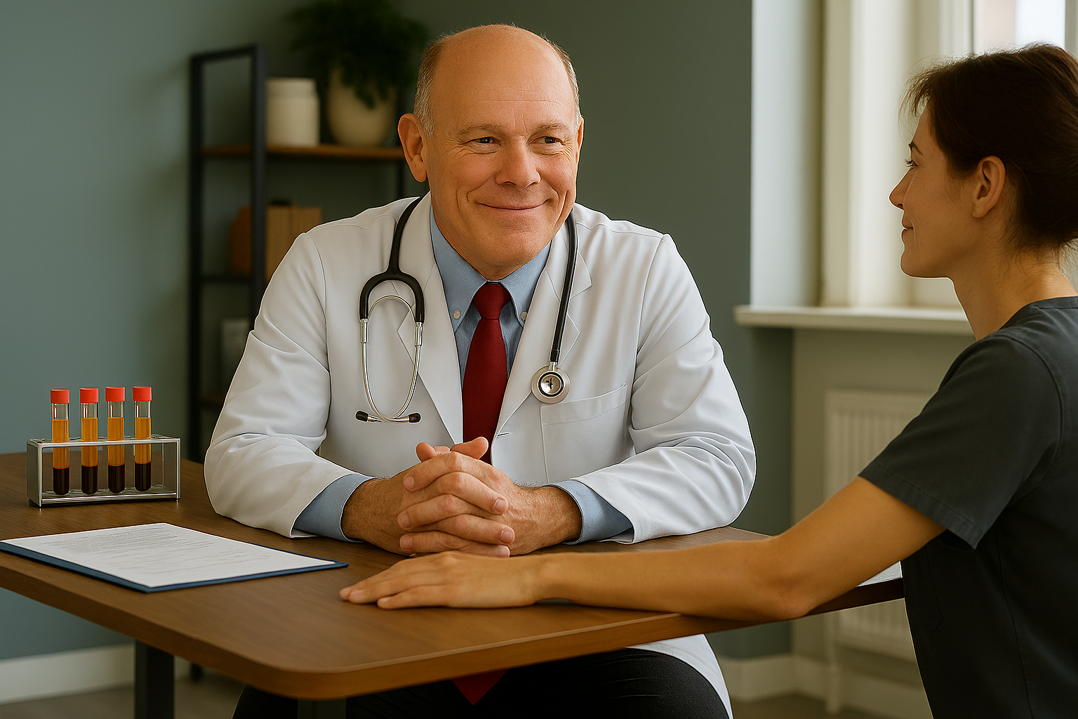 Dr. Davenport consulting with a patient about regenerative medicine treatment options